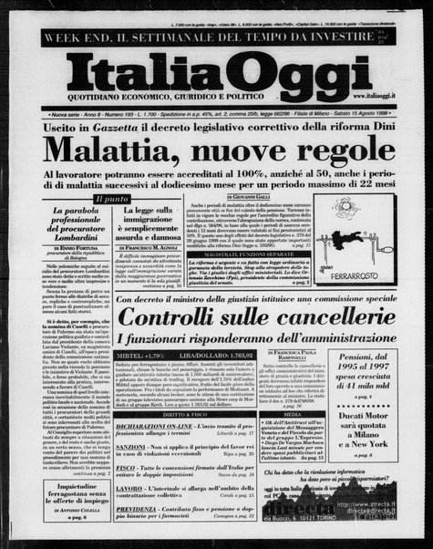 Italia oggi : quotidiano di economia finanza e politica